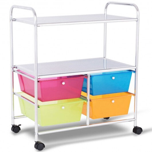 4 Drawers Shelves Rolling Storage Cart Rack-Clear LuxuryLifeWay Online Store
