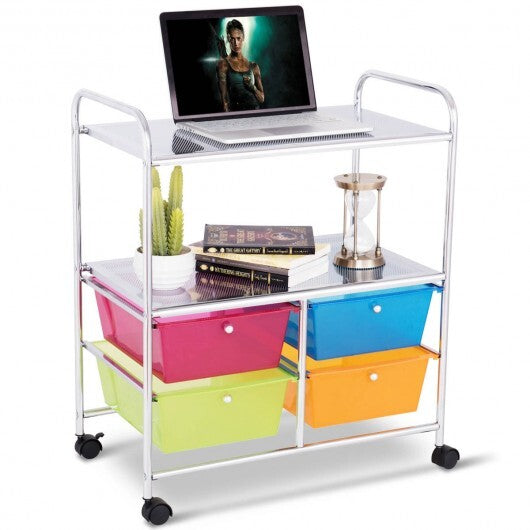 4 Drawers Shelves Rolling Storage Cart Rack-Clear LuxuryLifeWay Online Store