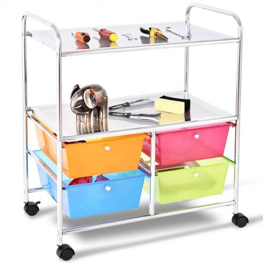 4 Drawers Shelves Rolling Storage Cart Rack-Clear LuxuryLifeWay Online Store