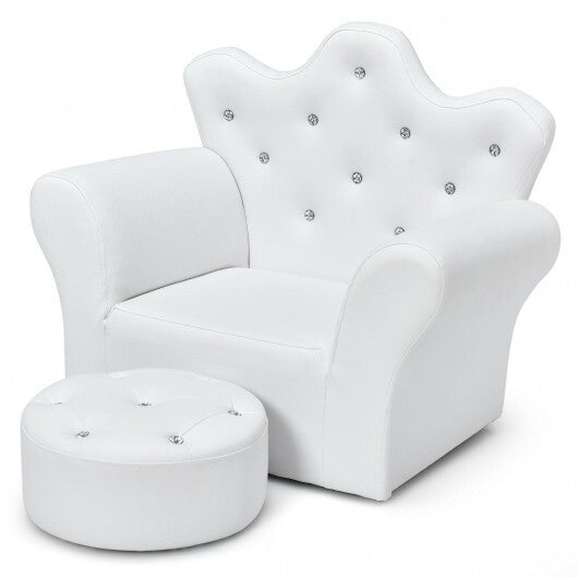 Pink Kids Sofa Armrest Couch with Ottoman-Pink