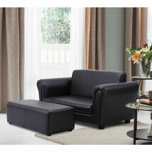 Black/White Kids Double Sofa with Ottoman-Black LuxuryLifeWay Online Store