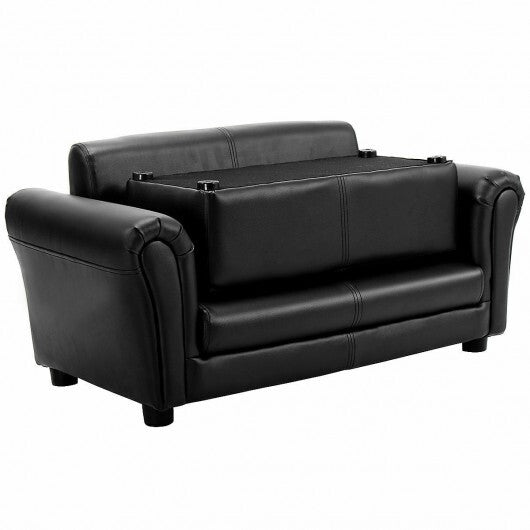 Black/White Kids Double Sofa with Ottoman-Black LuxuryLifeWay Online Store