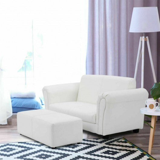 Black/White Kids Double Sofa with Ottoman-Black LuxuryLifeWay Online Store