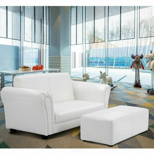 Black/White Kids Double Sofa with Ottoman-Black LuxuryLifeWay Online Store