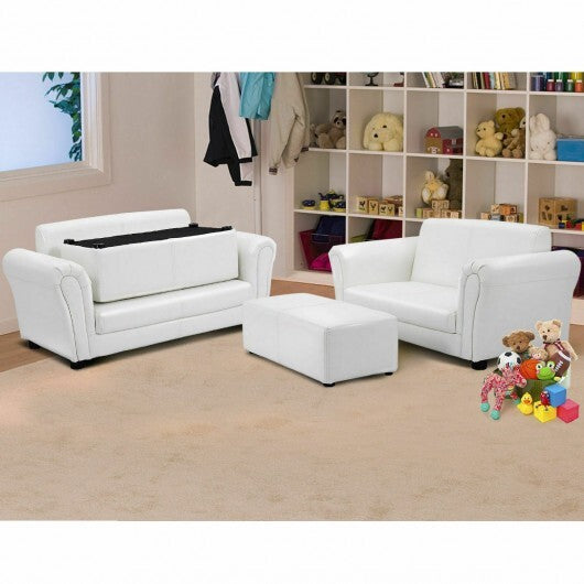 Black/White Kids Double Sofa with Ottoman-Black LuxuryLifeWay Online Store