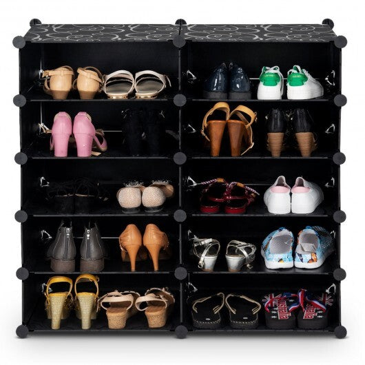12-Cube DIY Portable Plastic Shoe Rack with Transparent Doors-Black - Color: Black LuxuryLifeWay Online Store