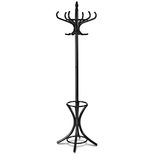 Wood Standing Hat Coat Rack with Umbrella Stand-Brown LuxuryLifeWay Online Store