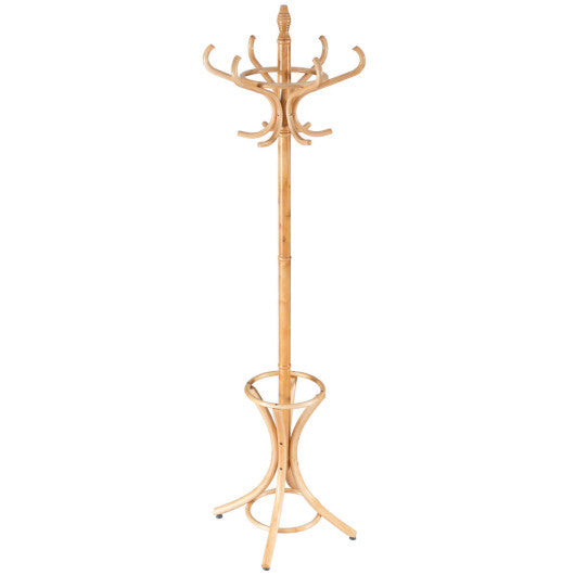 Wood Standing Hat Coat Rack with Umbrella Stand-Brown LuxuryLifeWay Online Store