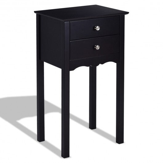 Side Table End Accent Table with 2 Drawers-Black LuxuryLifeWay Online Store