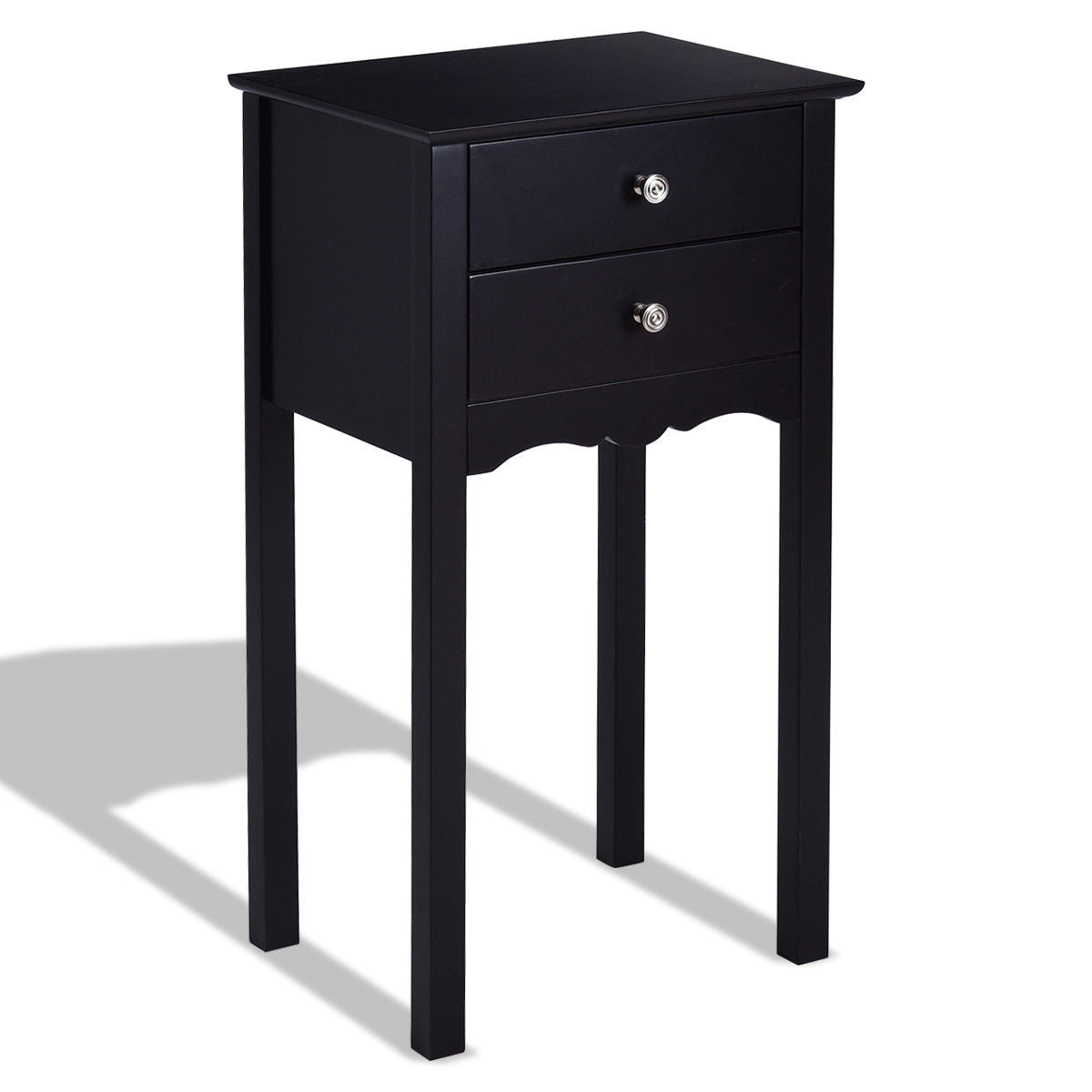 Side Table End Accent Table with 2 Drawers-Black - Color: Black LuxuryLifeWay Online Store
