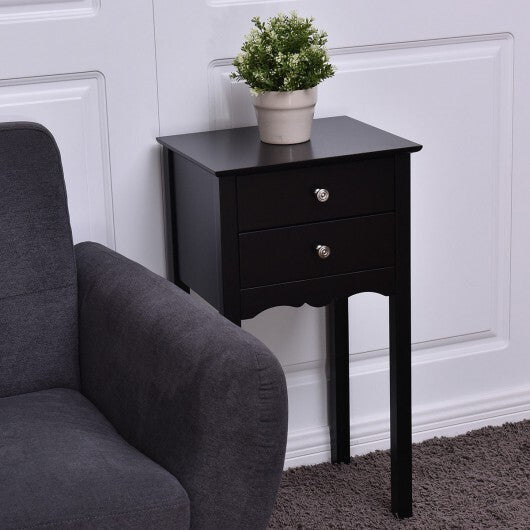 Side Table End Accent Table with 2 Drawers-Black LuxuryLifeWay Online Store