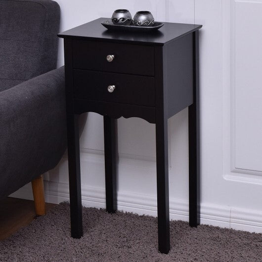 Side Table End Accent Table with 2 Drawers-Black LuxuryLifeWay Online Store