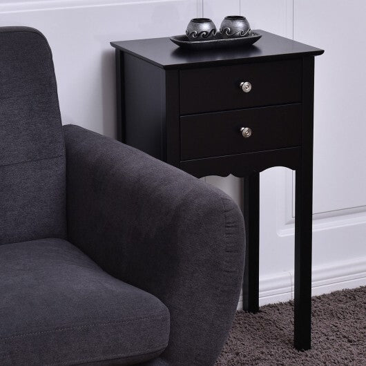 Side Table End Accent Table with 2 Drawers-Black LuxuryLifeWay Online Store