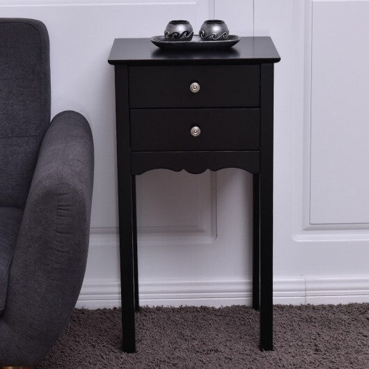 Side Table End Accent Table with 2 Drawers-Black LuxuryLifeWay Online Store