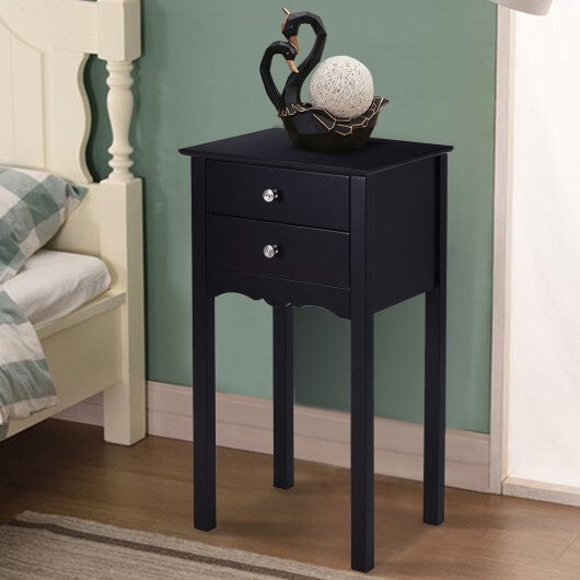 Side Table End Accent Table with 2 Drawers-Black LuxuryLifeWay Online Store