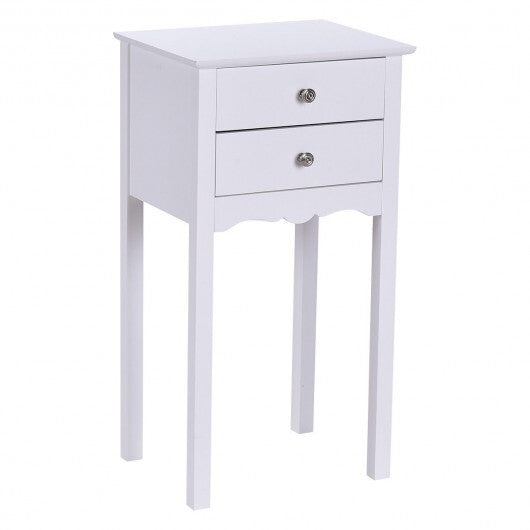 Side Table End Accent Table with 2 Drawers-Black LuxuryLifeWay Online Store