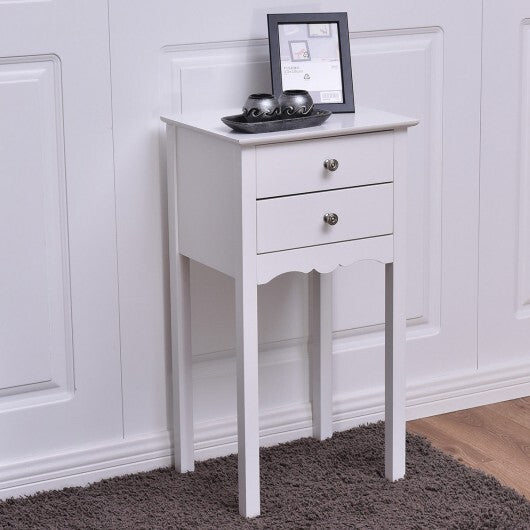 Side Table End Accent Table with 2 Drawers-Black LuxuryLifeWay Online Store