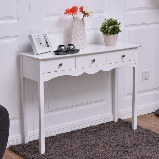 Side Sofa Table with Storage 3-Drawers-white LuxuryLifeWay Online Store