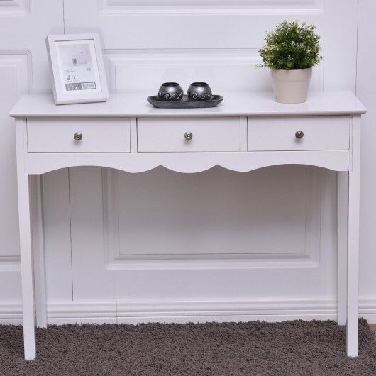Side Sofa Table with Storage 3-Drawers-white LuxuryLifeWay Online Store
