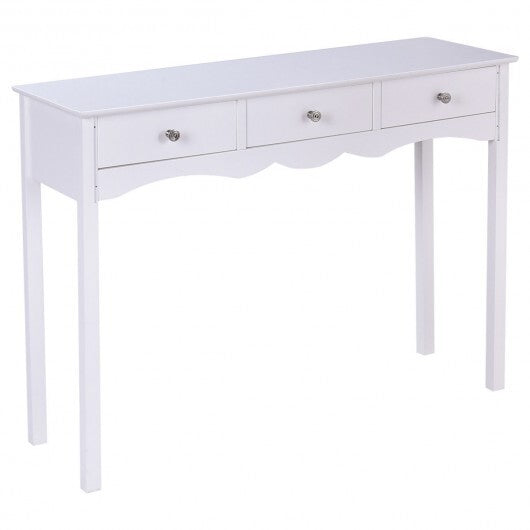 Side Sofa Table with Storage 3-Drawers-white LuxuryLifeWay Online Store