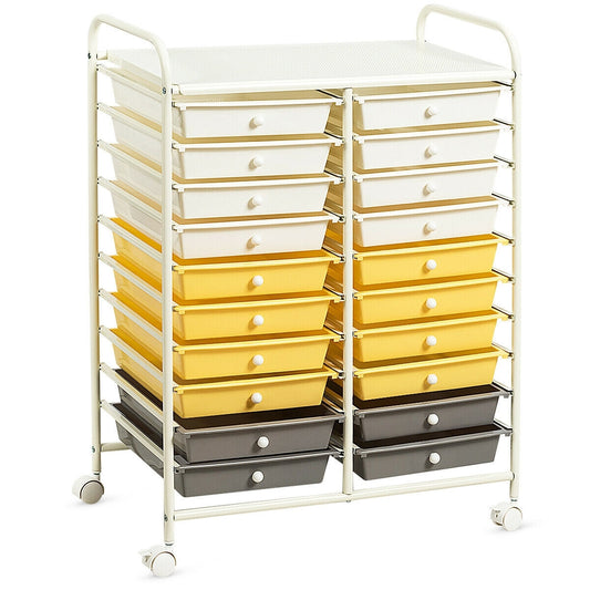 20 Drawers Storage Rolling Cart Studio Organizer-Yellow - Color: Yellow LuxuryLifeWay Online Store