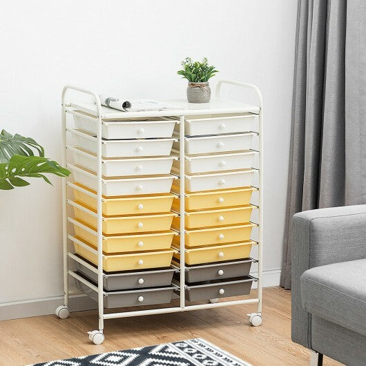 20 Drawers Storage Rolling Cart Studio Organizer-Yellow - Color: Yellow LuxuryLifeWay Online Store