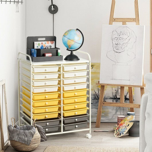 20 Drawers Storage Rolling Cart Studio Organizer-Yellow - Color: Yellow LuxuryLifeWay Online Store