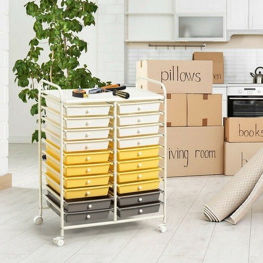 20 Drawers Storage Rolling Cart Studio Organizer-Yellow - Color: Yellow LuxuryLifeWay Online Store