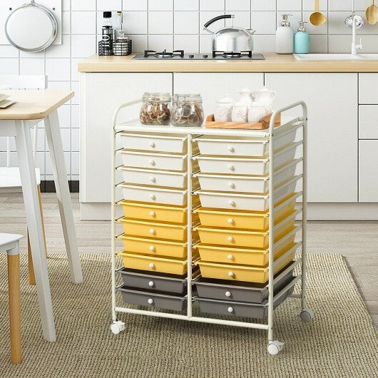 20 Drawers Storage Rolling Cart Studio Organizer-Yellow - Color: Yellow LuxuryLifeWay Online Store
