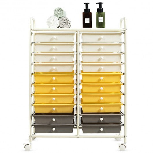 20 Drawers Storage Rolling Cart Studio Organizer-Yellow - Color: Yellow LuxuryLifeWay Online Store