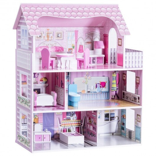 28 Inch Pink Dollhouse with Furniture LuxuryLifeWay Online Store