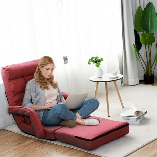 Folding Lazy Floor Chair Sofa with Armrests and Pillow-Blue LuxuryLifeWay Online Store