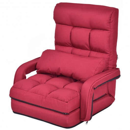 Folding Lazy Floor Chair Sofa with Armrests and Pillow-Blue LuxuryLifeWay Online Store