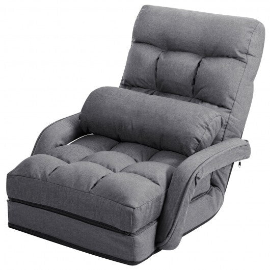 Folding Lazy Floor Chair Sofa with Armrests and Pillow-Blue LuxuryLifeWay Online Store