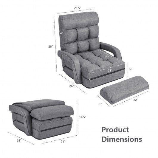 Folding Lazy Floor Chair Sofa with Armrests and Pillow-Blue LuxuryLifeWay Online Store