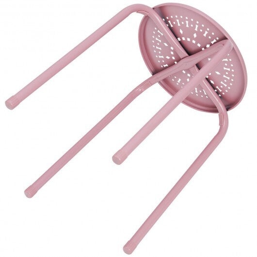 Set of 6 Stackable Multifunctional Daisy Design Backless Round Metal Stool Set-Black LuxuryLifeWay Online Store