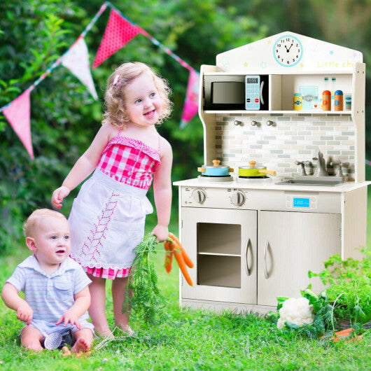 Kids Wooden Pretend Cooking Playset Cookware Play Set Kitchen Toys Toddler Gift-Pink LuxuryLifeWay Online Store