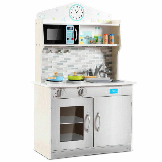 Kids Wooden Pretend Cooking Playset Cookware Play Set Kitchen Toys Toddler Gift-Pink LuxuryLifeWay Online Store
