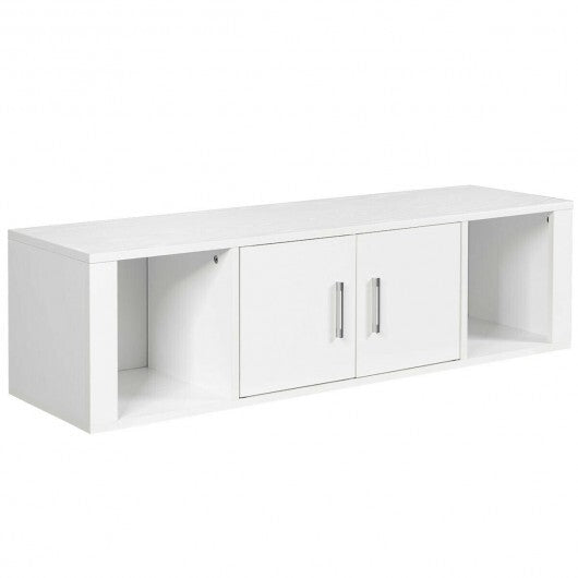Wall Mounted Floating 2 Door Desk Hutch Storage Shelves LuxuryLifeWay Online Store