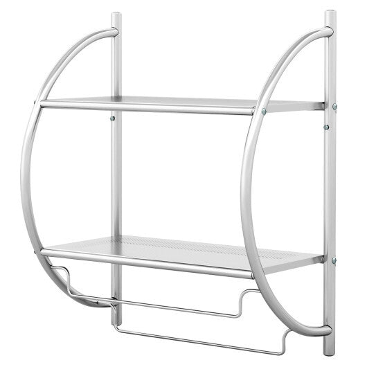 Wall Mounted 2-Tier Bathroom Towel Rack with 2 Towel Bars-White LuxuryLifeWay Online Store