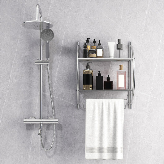 Wall Mounted 2-Tier Bathroom Towel Rack with 2 Towel Bars-White LuxuryLifeWay Online Store