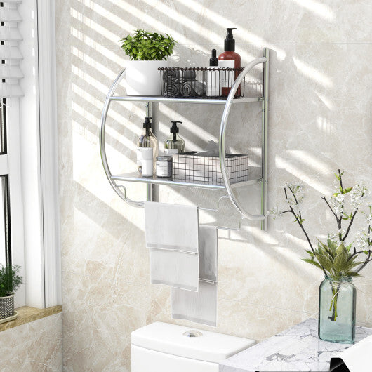 Wall Mounted 2-Tier Bathroom Towel Rack with 2 Towel Bars-White LuxuryLifeWay Online Store