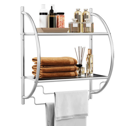 Wall Mounted 2-Tier Bathroom Towel Rack with 2 Towel Bars-White LuxuryLifeWay Online Store