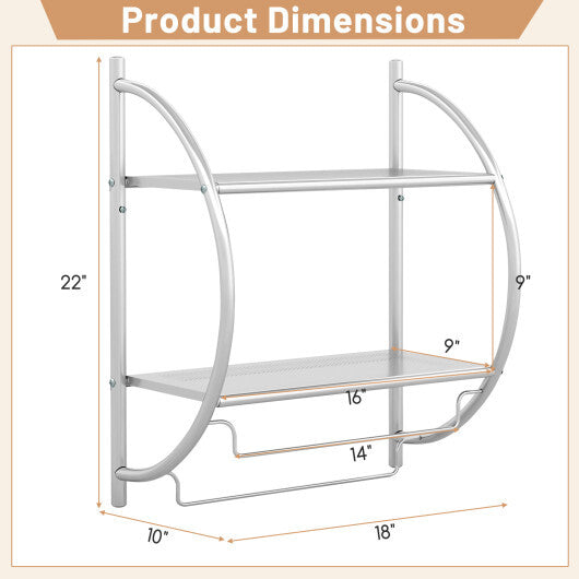 Wall Mounted 2-Tier Bathroom Towel Rack with 2 Towel Bars-White LuxuryLifeWay Online Store