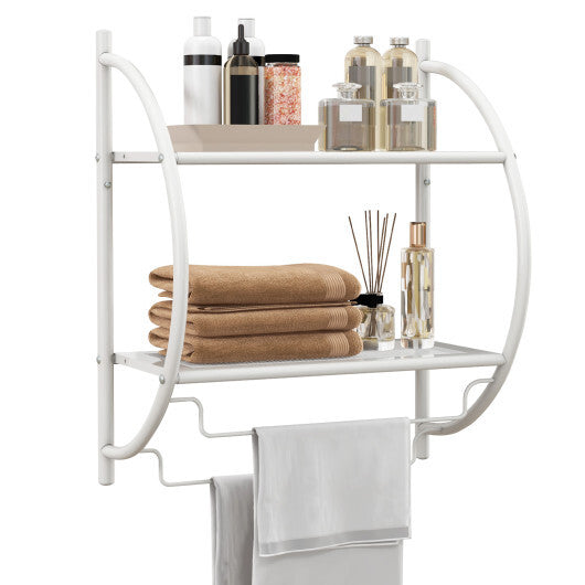 Wall Mounted 2-Tier Bathroom Towel Rack with 2 Towel Bars-White LuxuryLifeWay Online Store