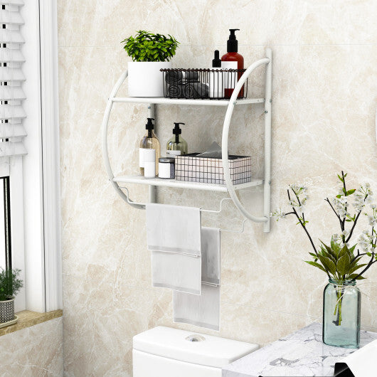 Wall Mounted 2-Tier Bathroom Towel Rack with 2 Towel Bars-White LuxuryLifeWay Online Store