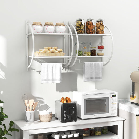 Wall Mounted 2-Tier Bathroom Towel Rack with 2 Towel Bars-White LuxuryLifeWay Online Store