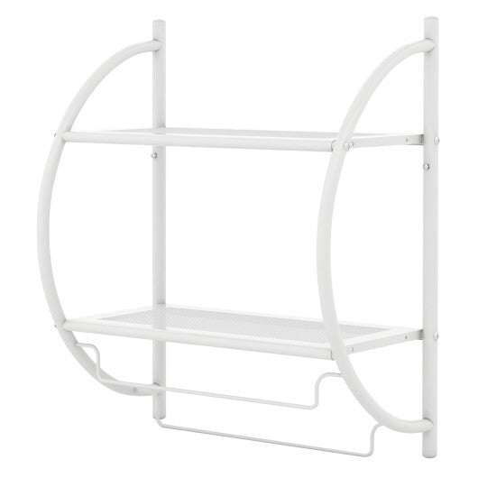 Wall Mounted 2-Tier Bathroom Towel Rack with 2 Towel Bars-White LuxuryLifeWay Online Store