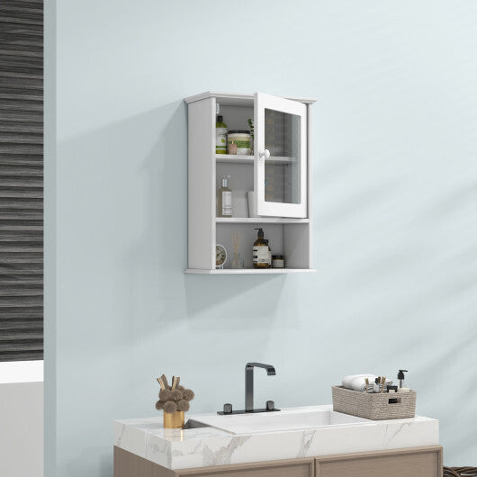 Bathroom Wall Mounted Adjustable Hanging Storage Medicine Cabinet-Gray