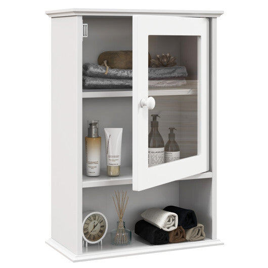 Bathroom Wall Mounted Adjustable Hanging Storage Medicine Cabinet-Gray
